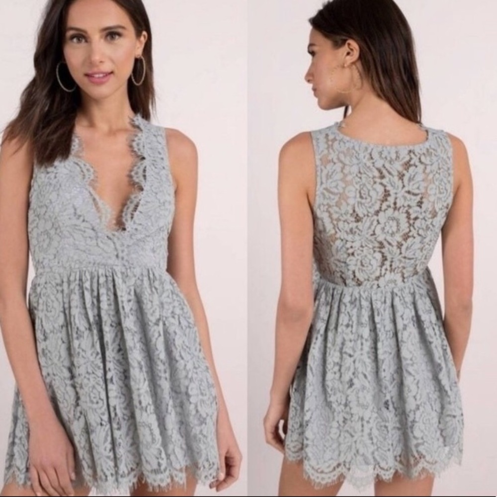NWOT Tobi Lauren Sage Green Skater Mini Dress